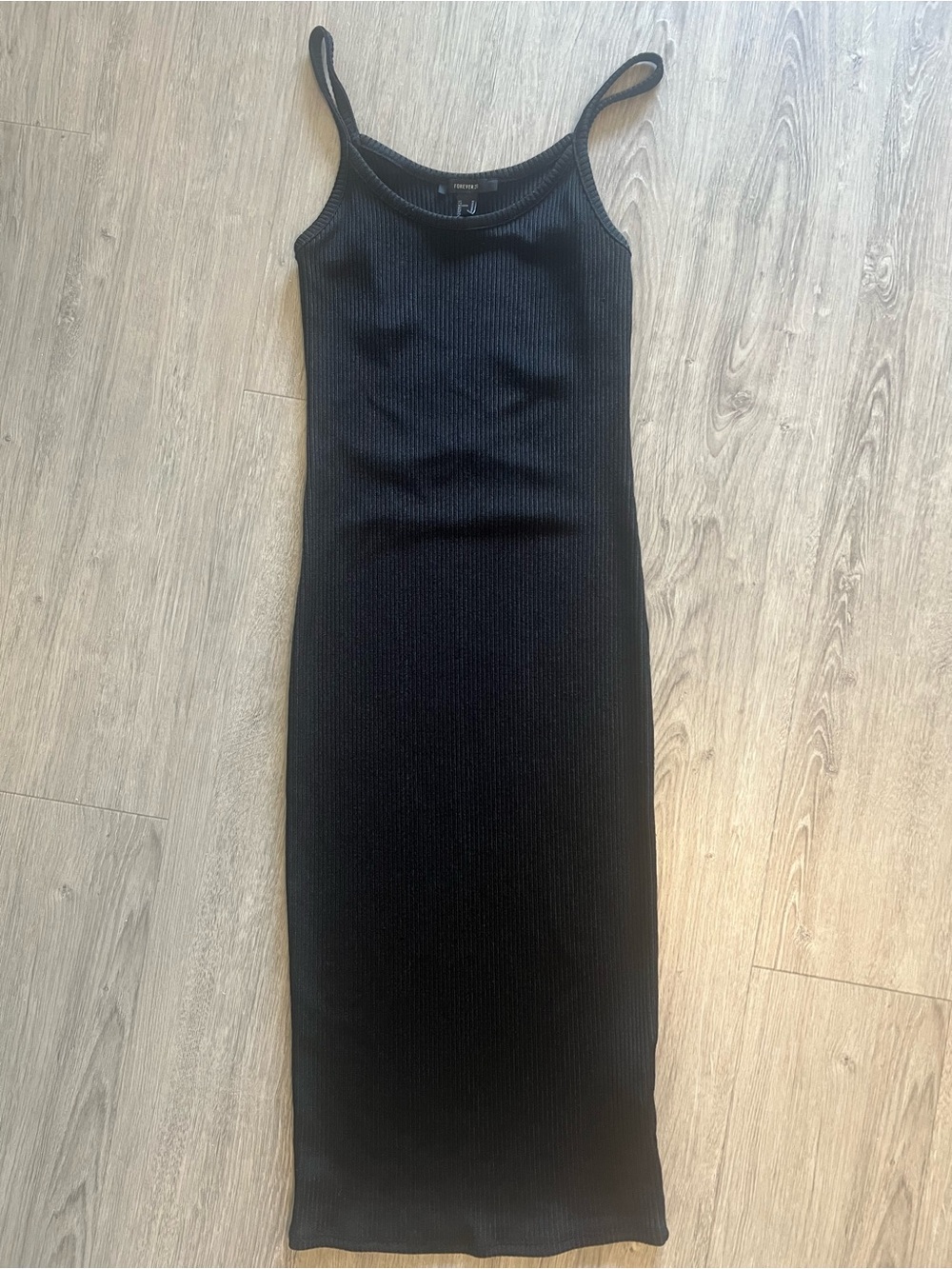 Forever 21 Black Ribbed Maxi Tank Dress